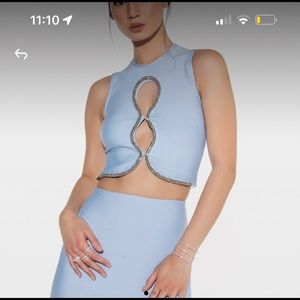 Akira Blue Rhinestone Bandage Set